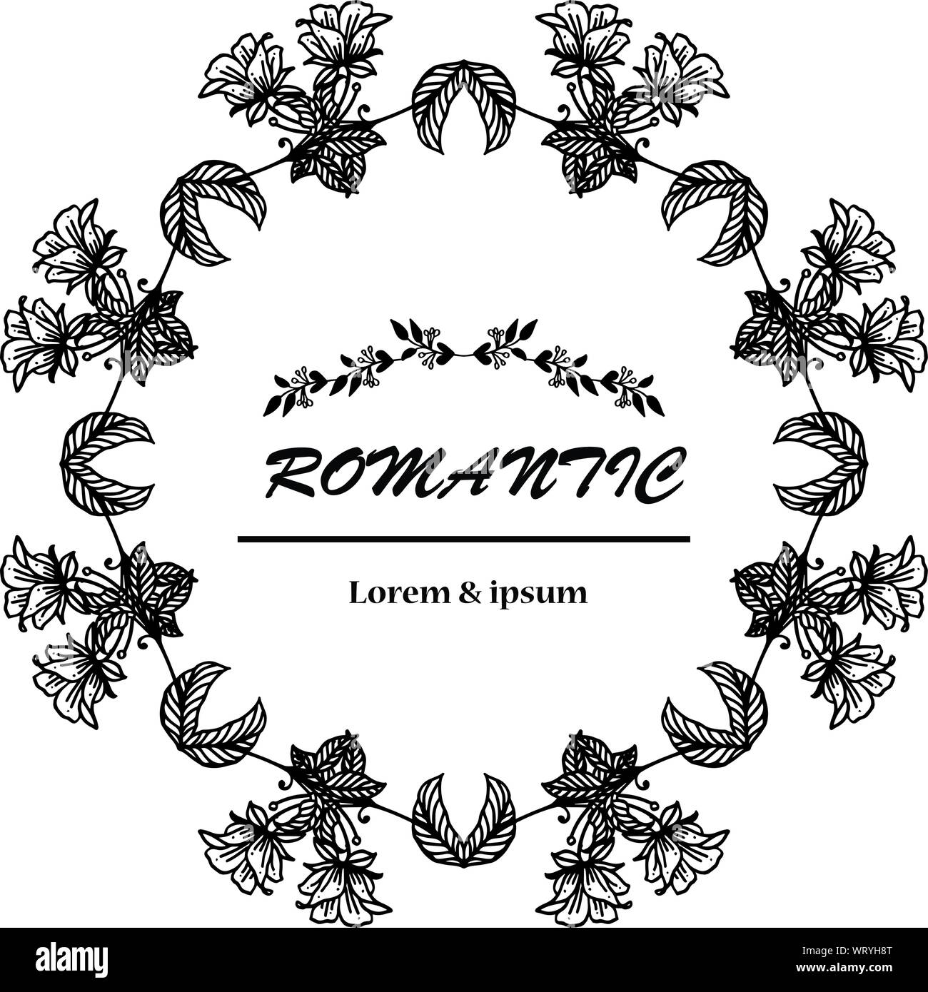 Beautiful wedding and invitation card romantic with leaf floral frames