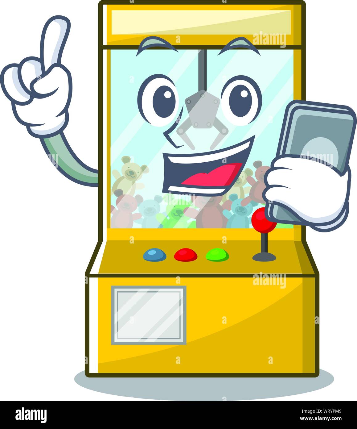 With phone crane game isolated with the mascot vector illustration Stock Vector