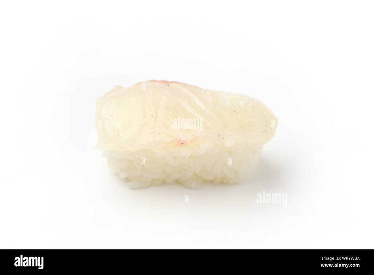 sushi of red snapper closeup isolated on white background Stock Photo