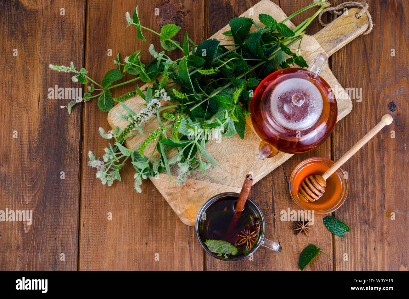 Herbal tea with mint and honey. Studio Photo Stock Photo Alamy