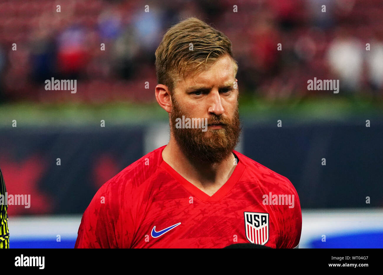 St. Louis, Missouri, USA. 10th Sep, 2019. USA's Tim Ream stands for introductions before a international friendly game against Uruguay at Busch Stadium in St. Louis on Tuesday, September 10, 2019.  Photo by Bill Greenblatt/UPI Credit: UPI/Alamy Live News Stock Photo