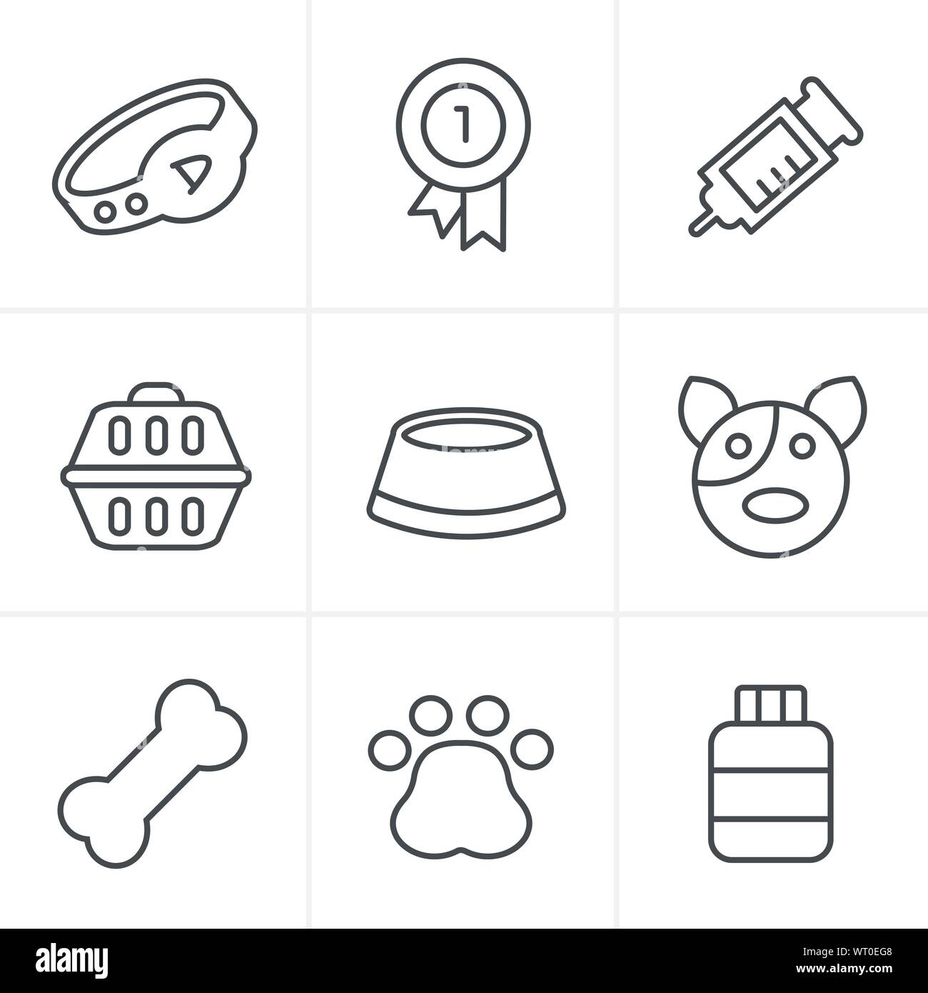 Line Icons Style Dog Icons Set, Vector Design Stock Vector