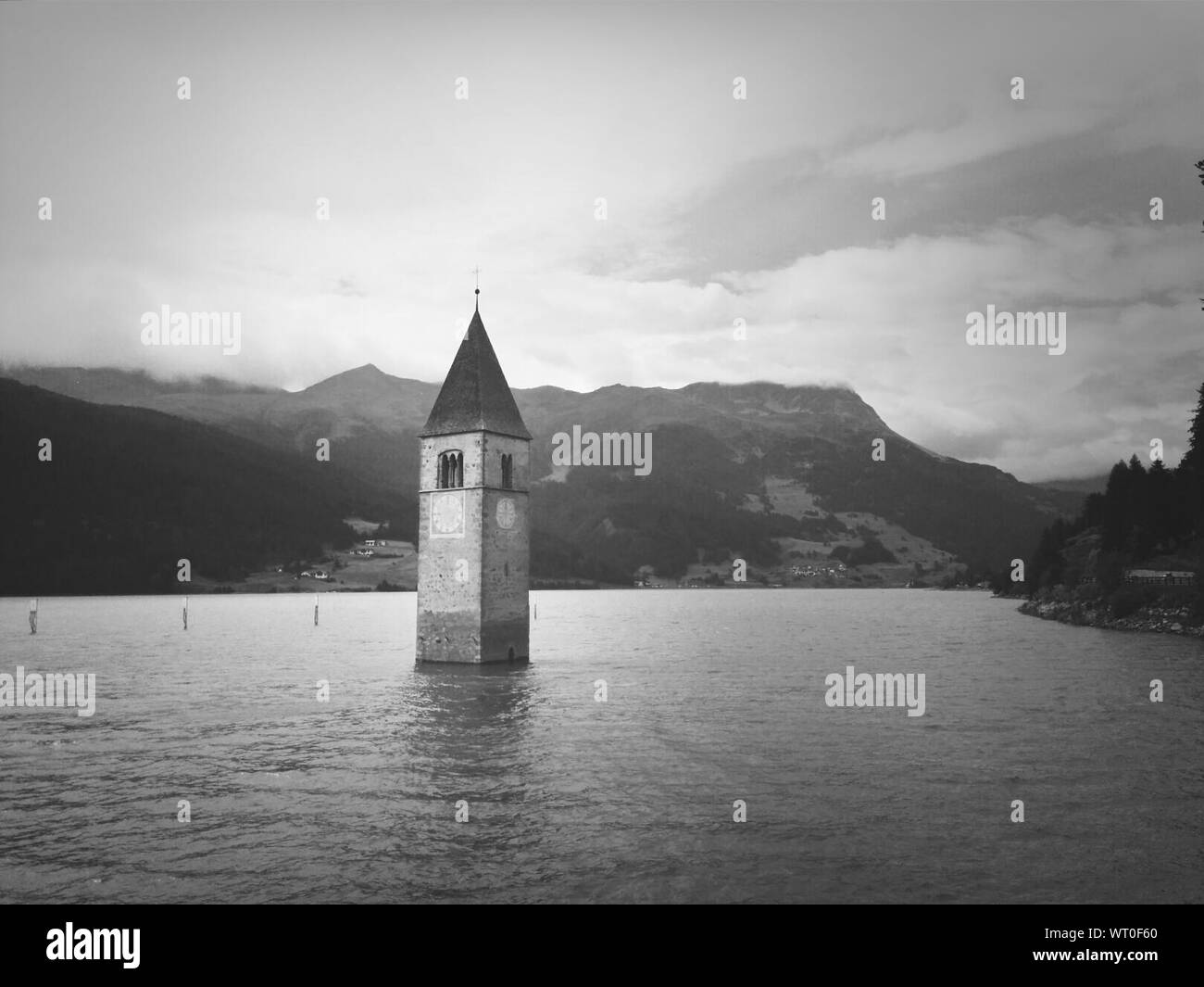 Stone Tower Rising Above Of Water Stock Photo - Alamy