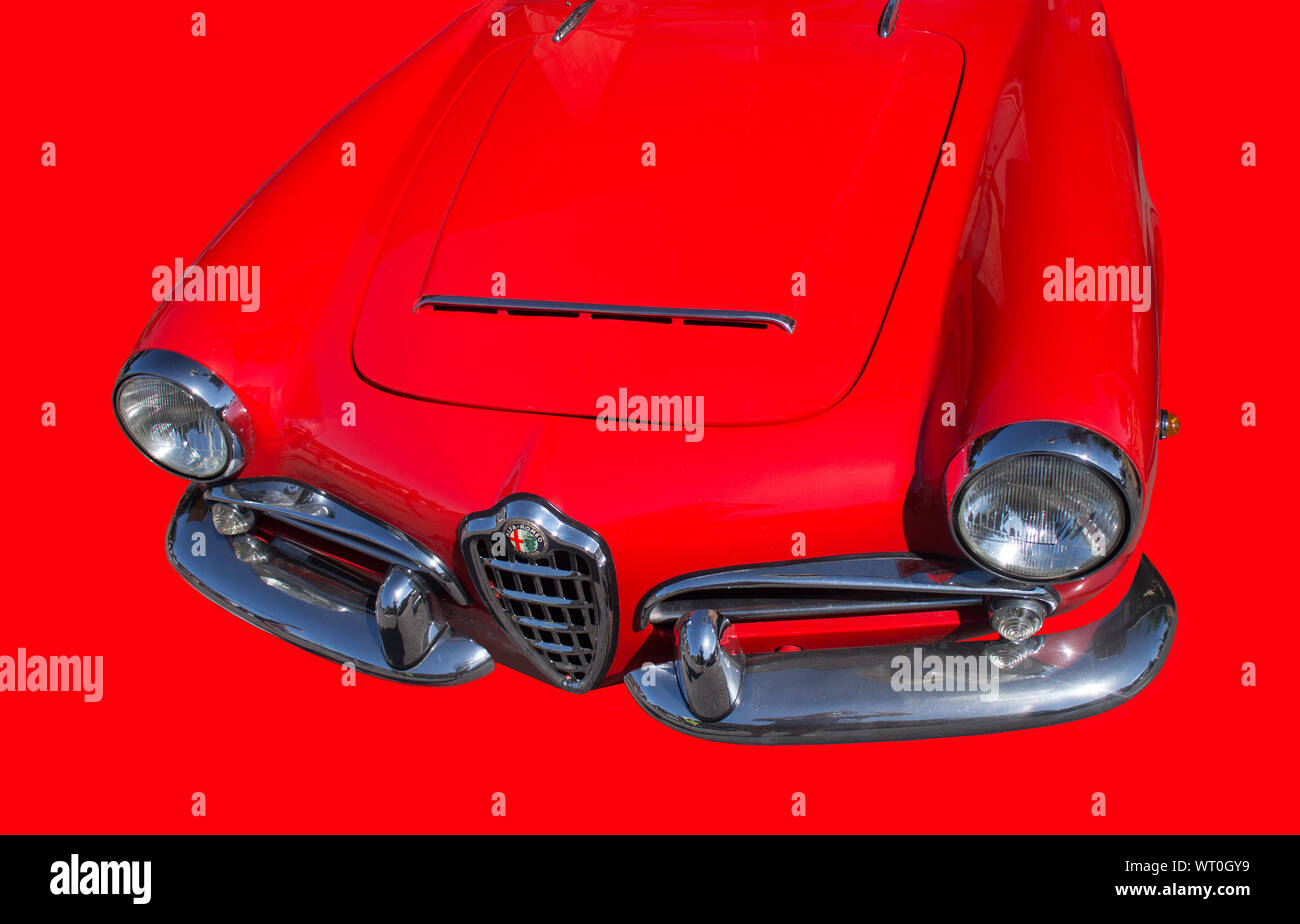 Alfa Romeo Spider isolated on red Stock Photo