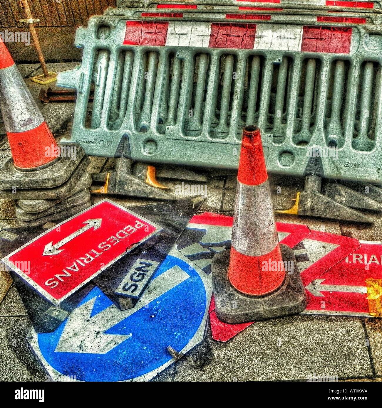Old traffic cones hi-res stock photography and images - Alamy