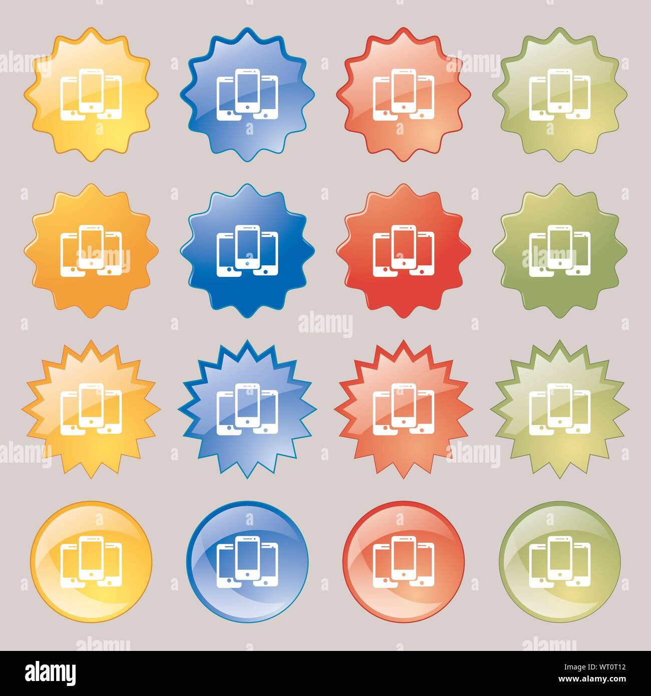 Smartphone sign icon. Support symbol. Call center. Big set of 16 colorful modern buttons for your design. Vector Stock Vector