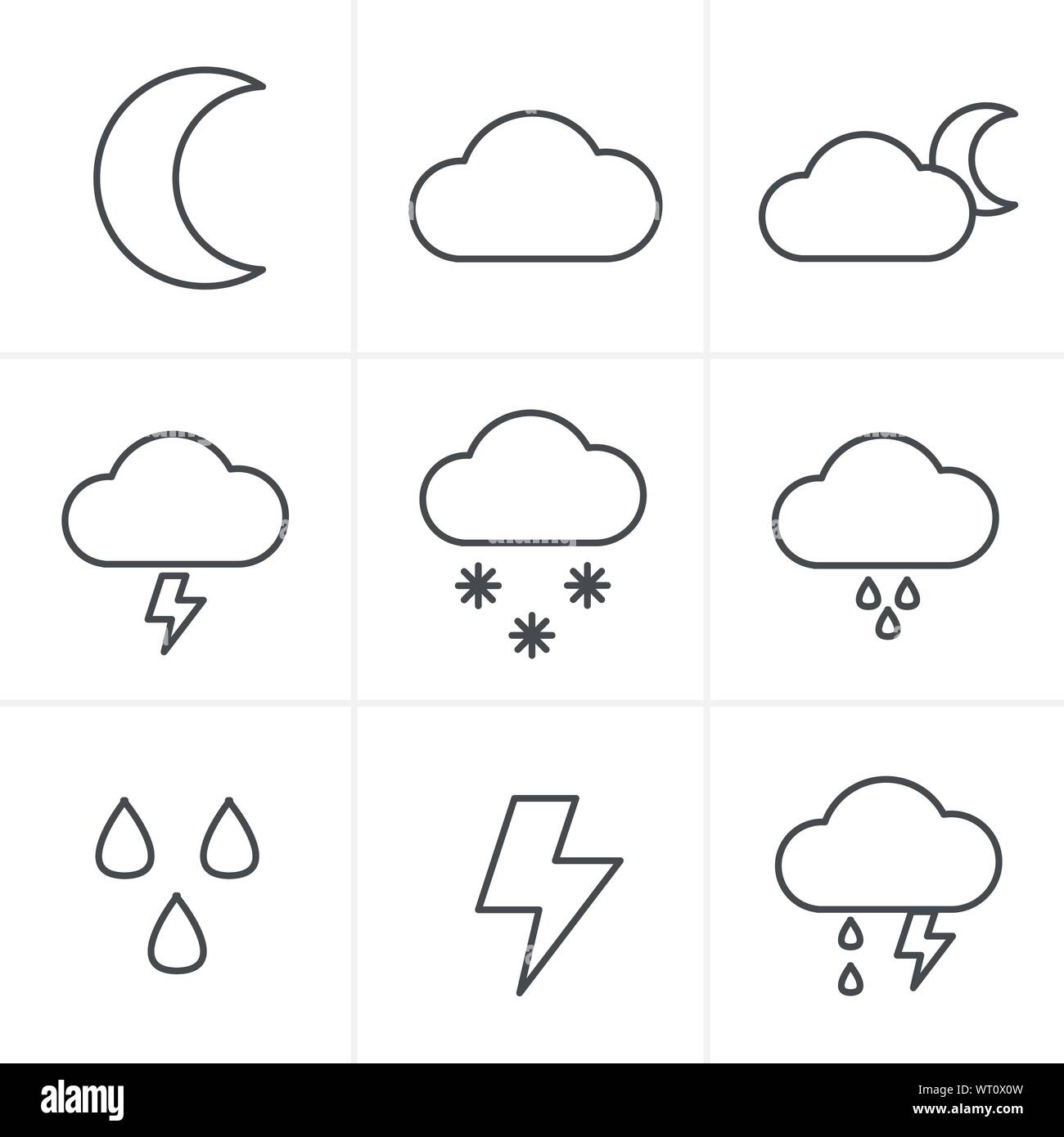 Line Icons Style Weather icons on white background Stock Vector Image ...
