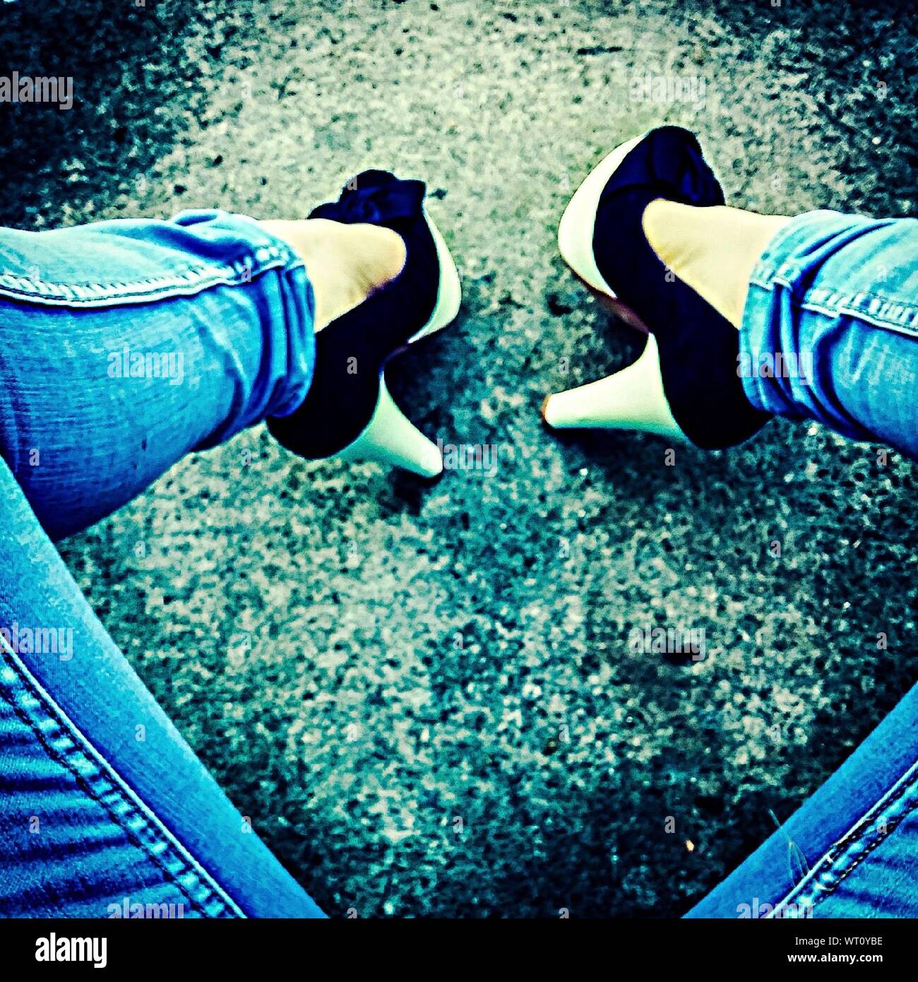 Woman wearing jeans high heels hi-res stock photography and images - Alamy