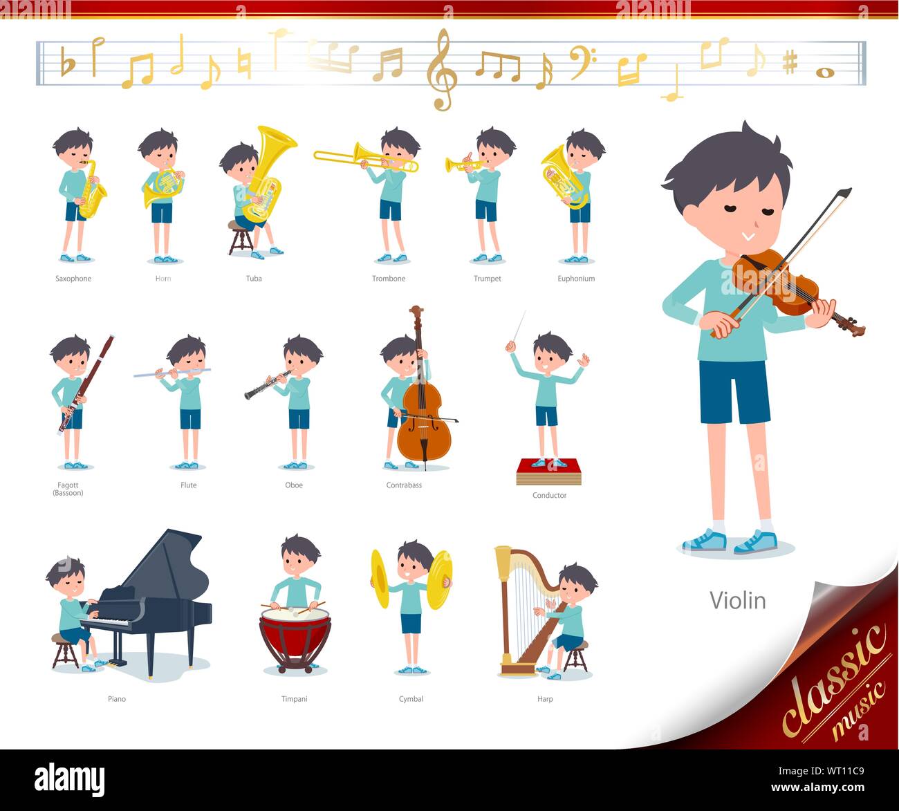 Boy trombone Stock Vector Images - Alamy