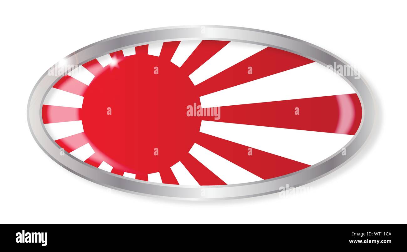 Japanese Flag  Oval Button Stock Vector