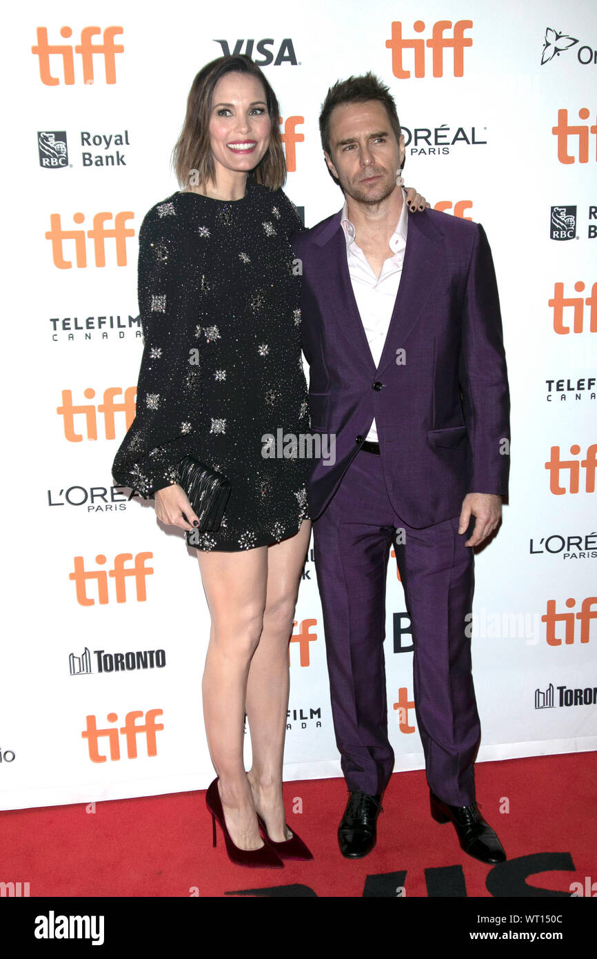 Leslie Bibb and Sam Rockwell attending the 'Jojo Rabbit' premiere