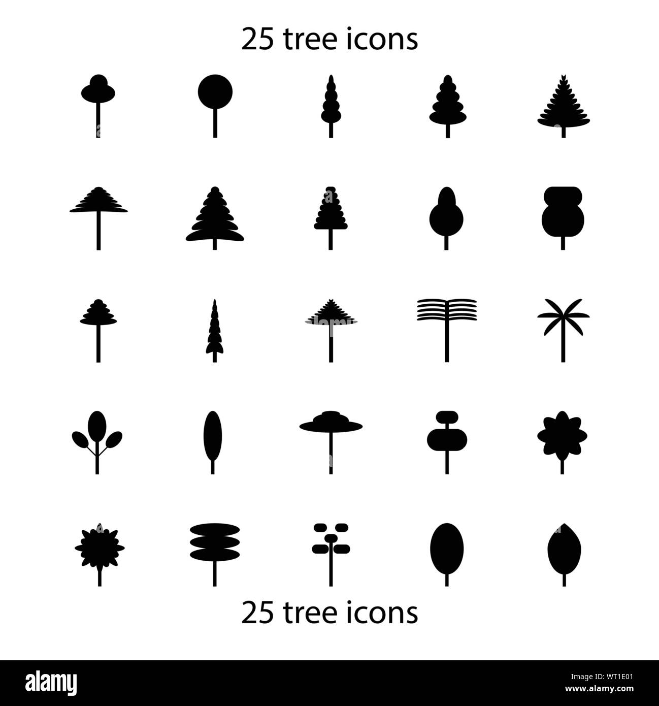Set of 25 black trees vector icons Stock Vector Image & Art - Alamy