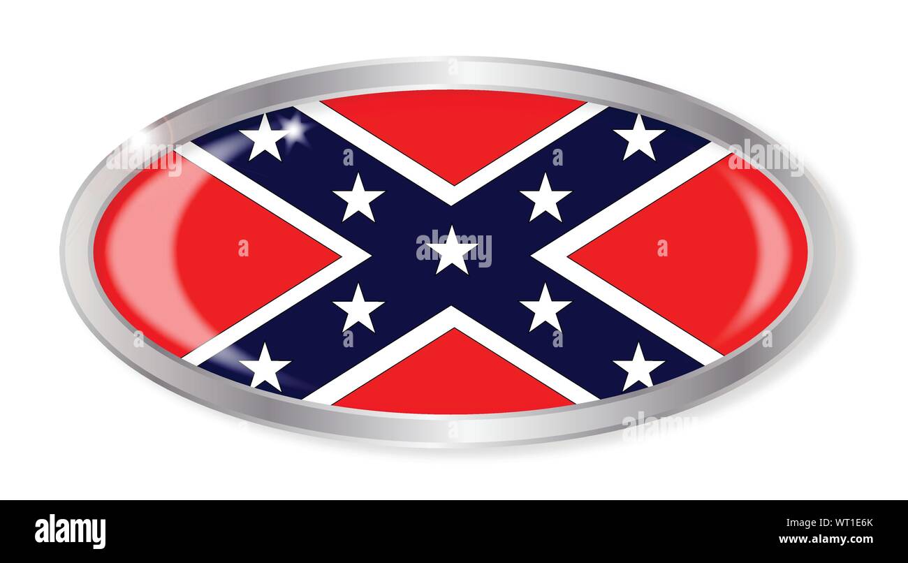 Confederate Flag Oval Button Stock Vector