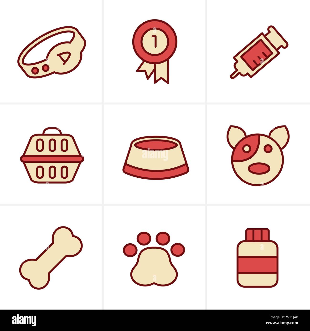 Icons Style Dog Icons Set, Vector Design Stock Vector
