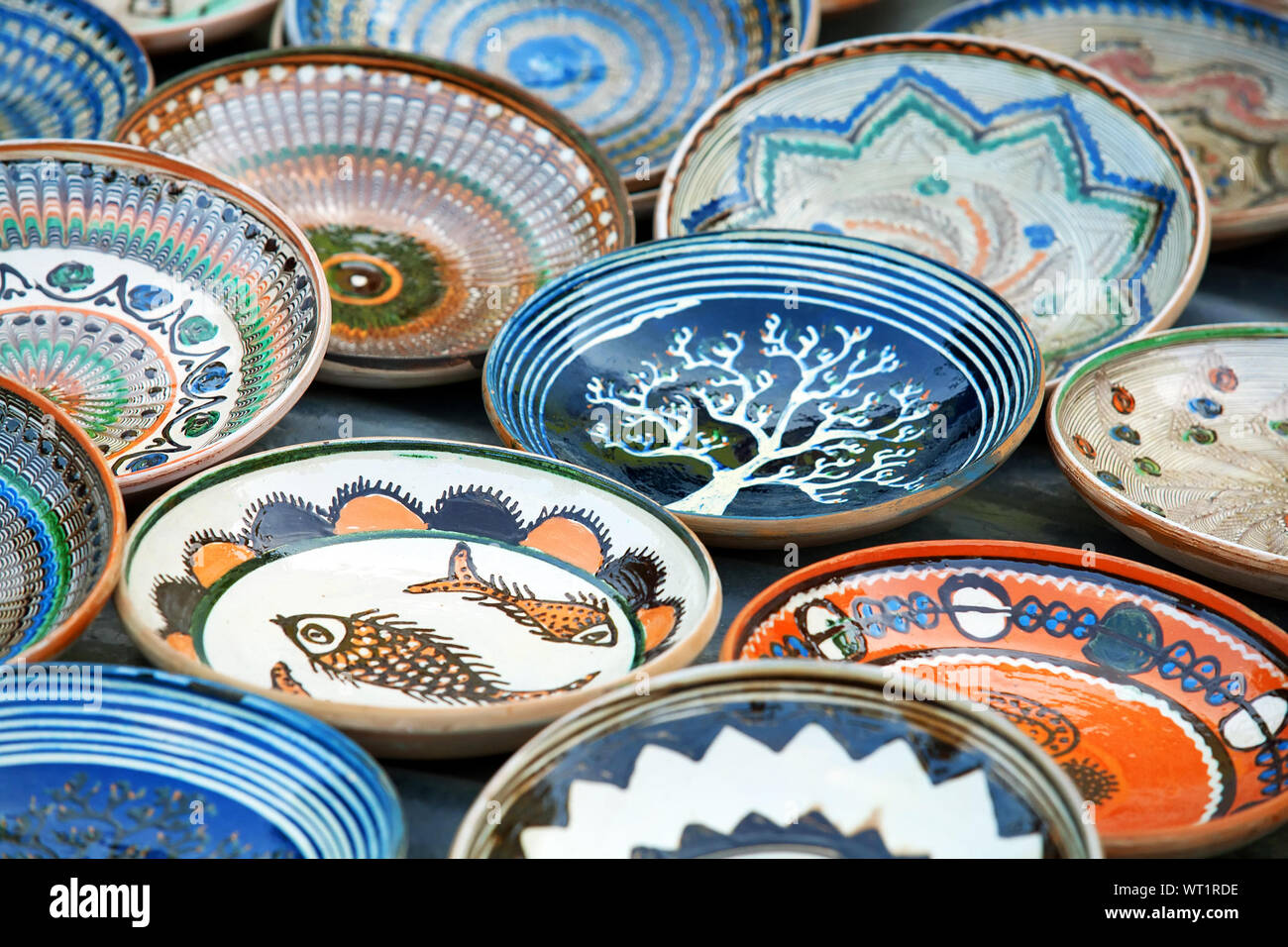Plates For Sale >> High Angle View Of Romanian Traditional Ceramic Plates For Plates For Sale >> High Angle View Of Romanian Traditional Ceramic Plates For