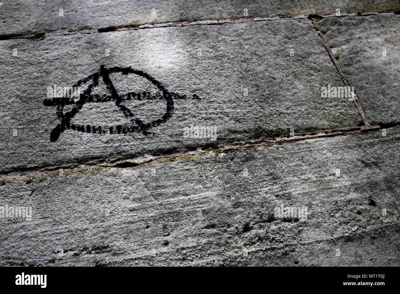 Anarchy Sign On Stone Stock Photo