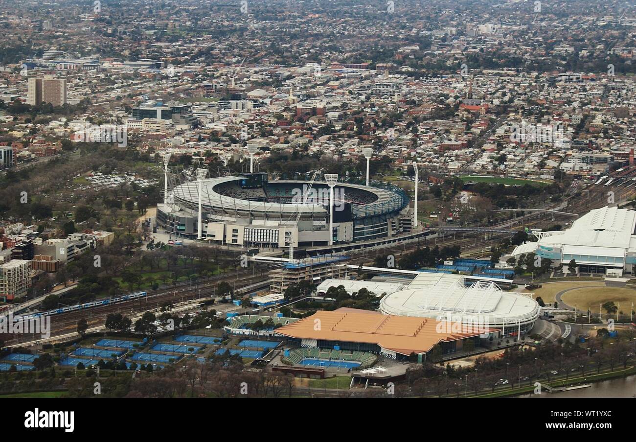 Aerial view of melbourne cricket ground hi-res stock photography and ...