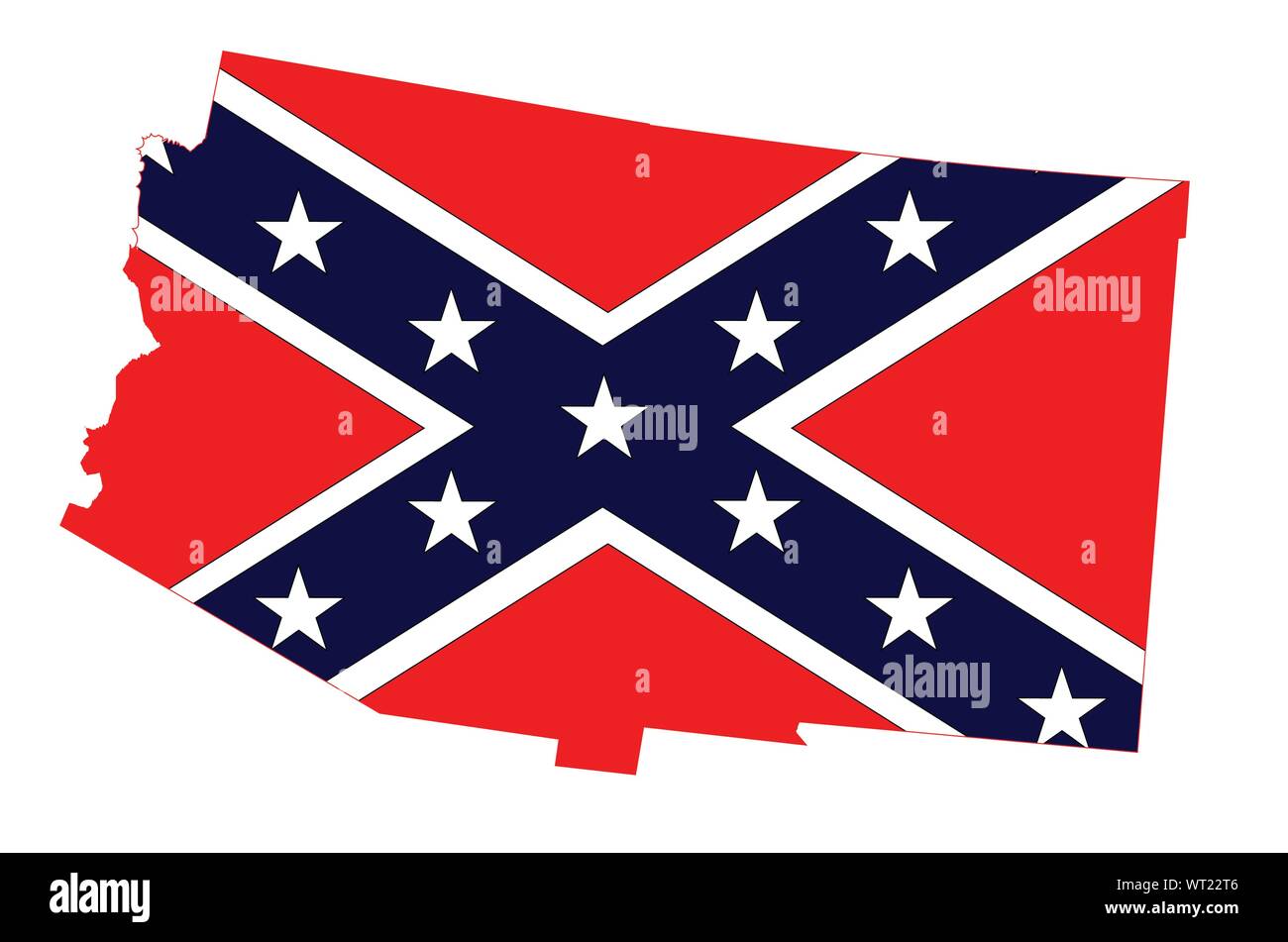 Arizona Map And Confederate Flag Stock Vector