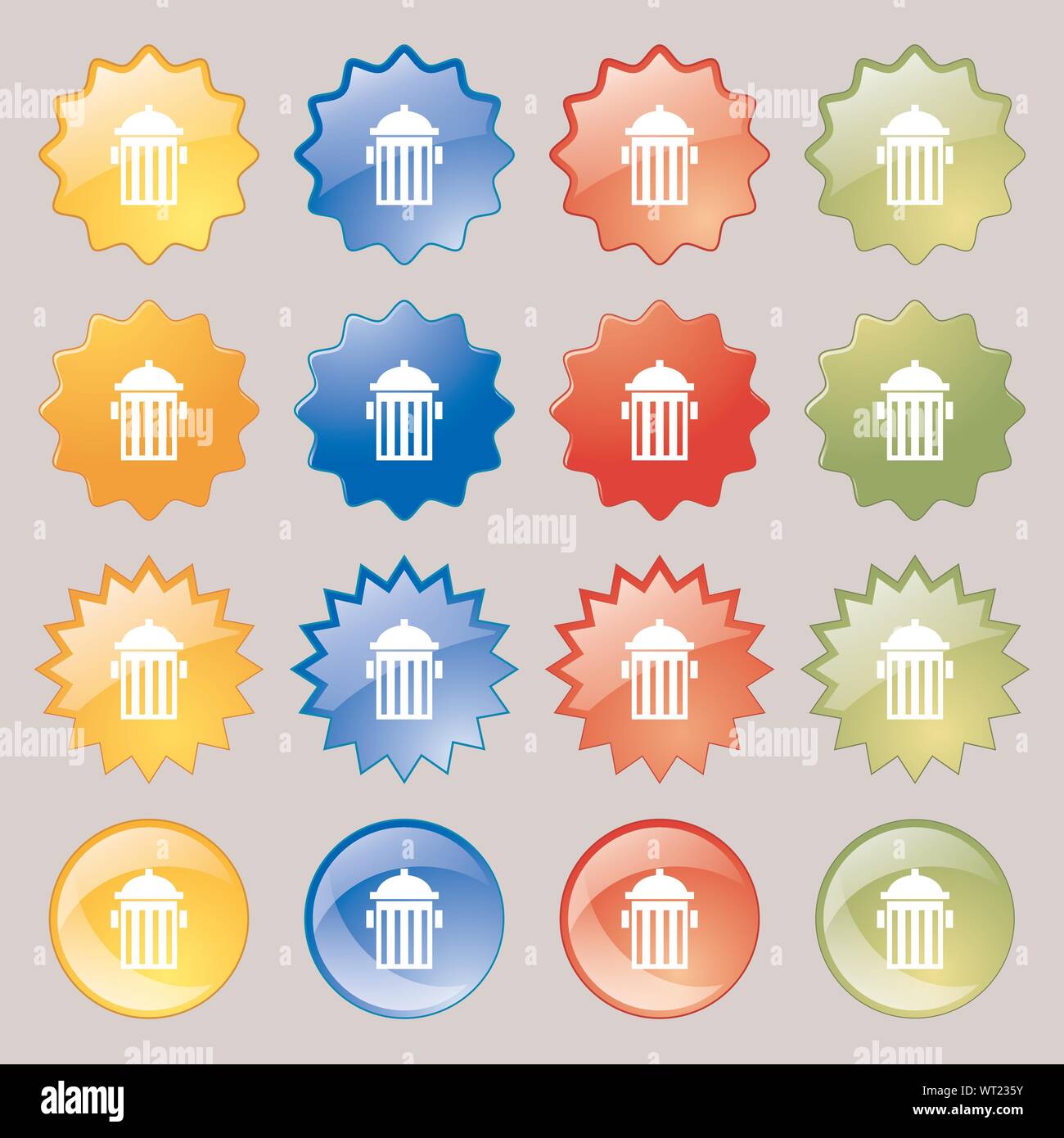 fire hydrant icon sign. Big set of 16 colorful modern buttons for your design. Vector Stock Vector