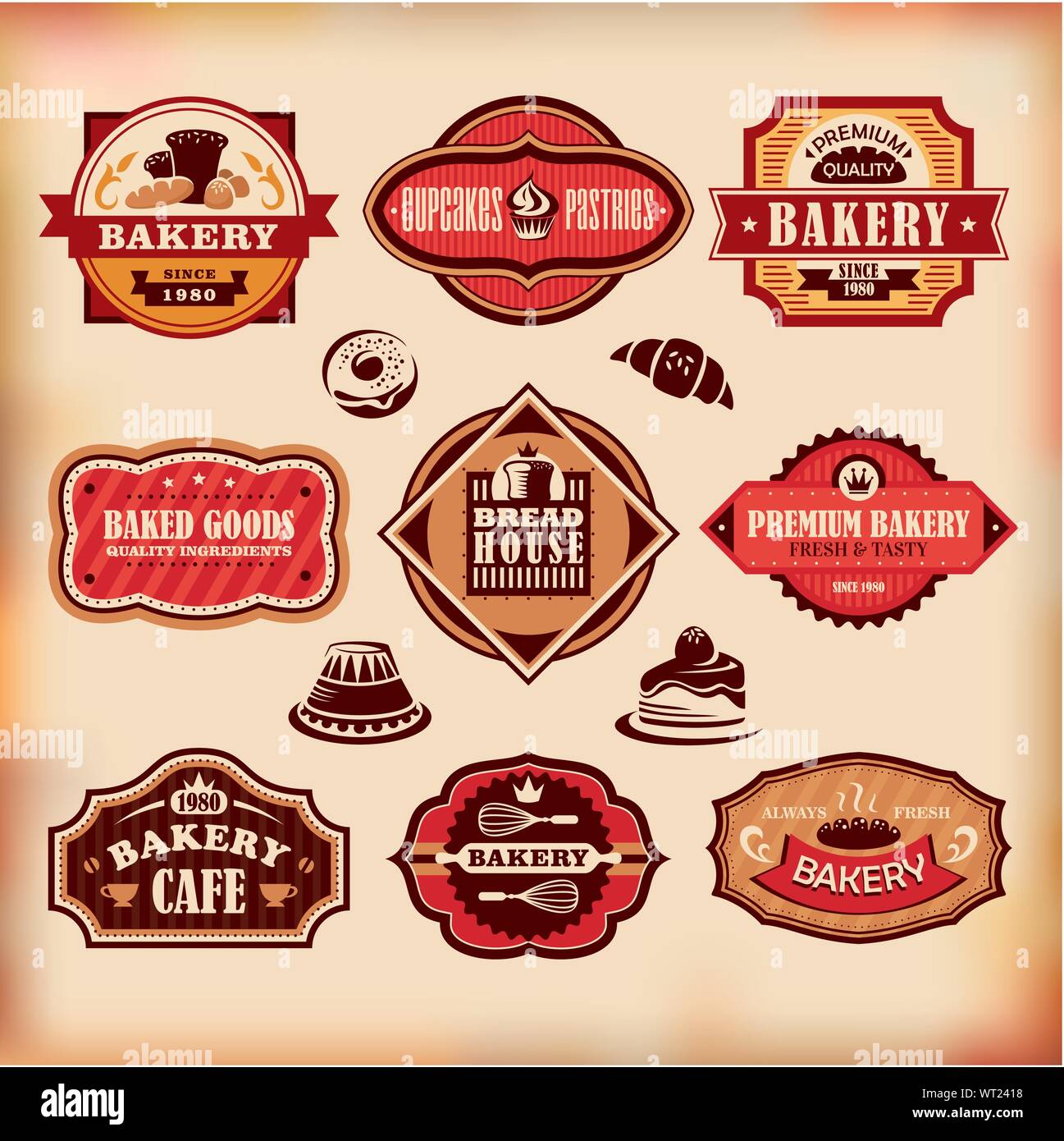 Set of vintage bakery labels Stock Vector