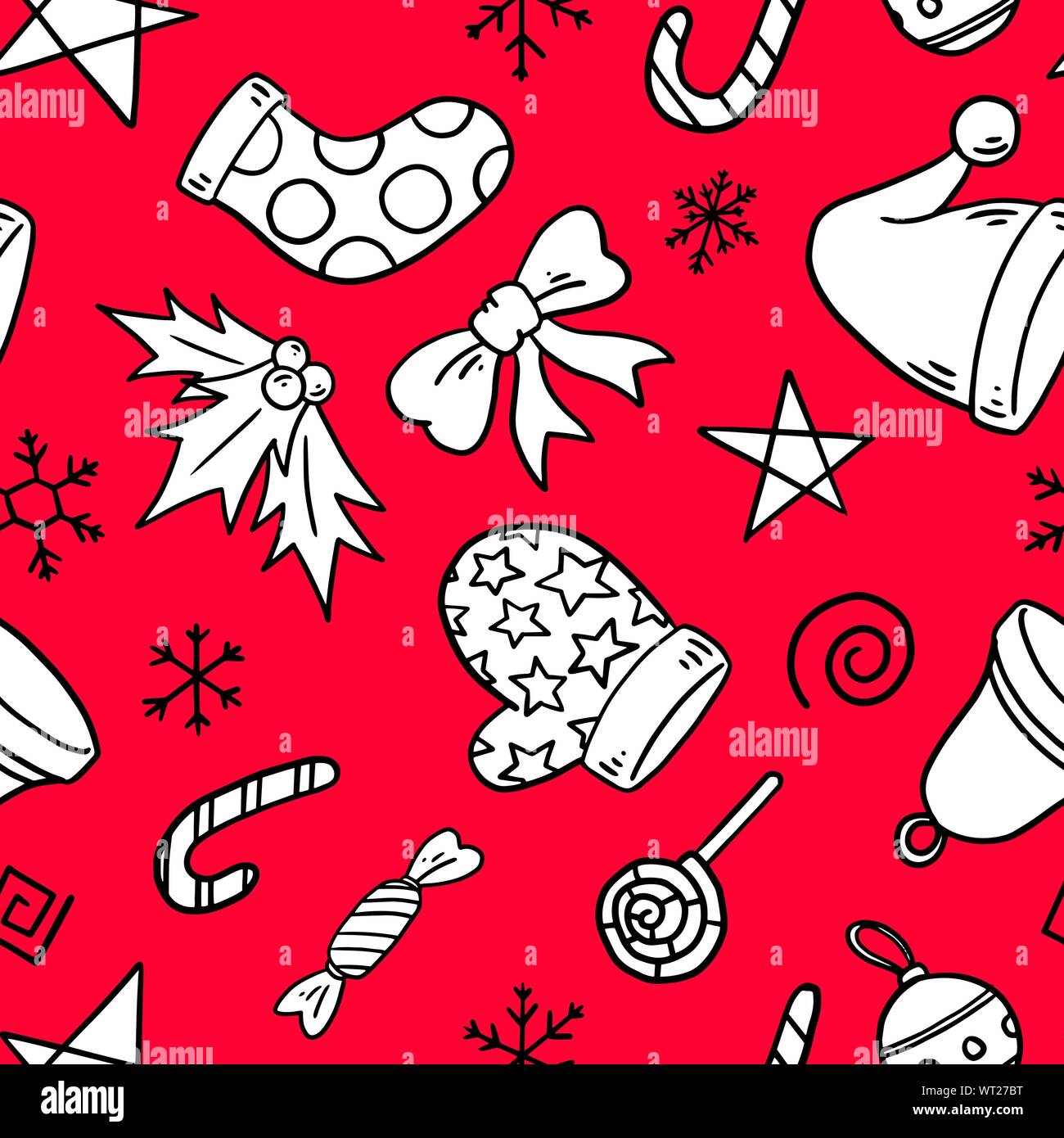 Christmas motif seamless pattern. Simple doodle repeating pattern ...