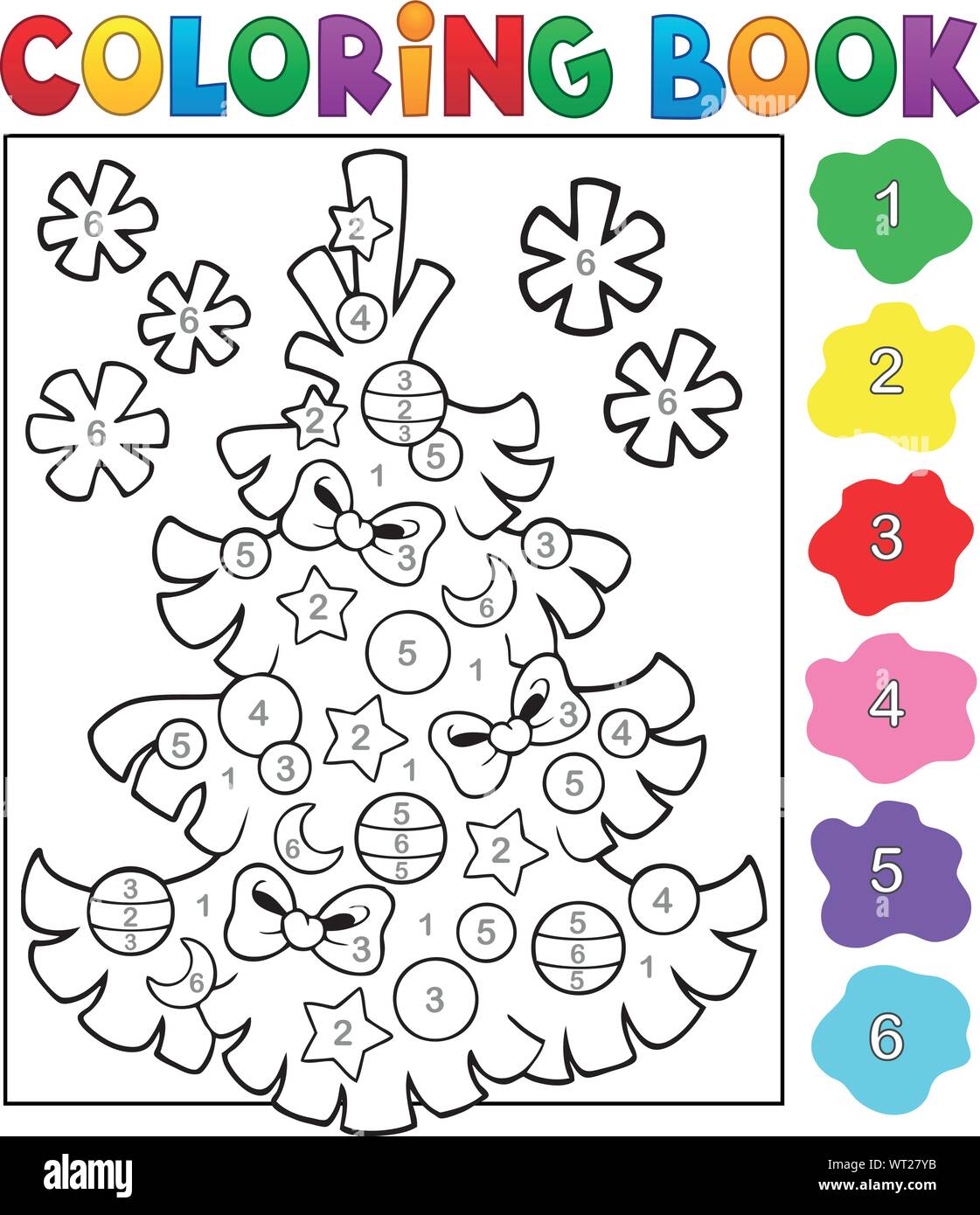 Coloring book Christmas tree topic 4 Stock Vector