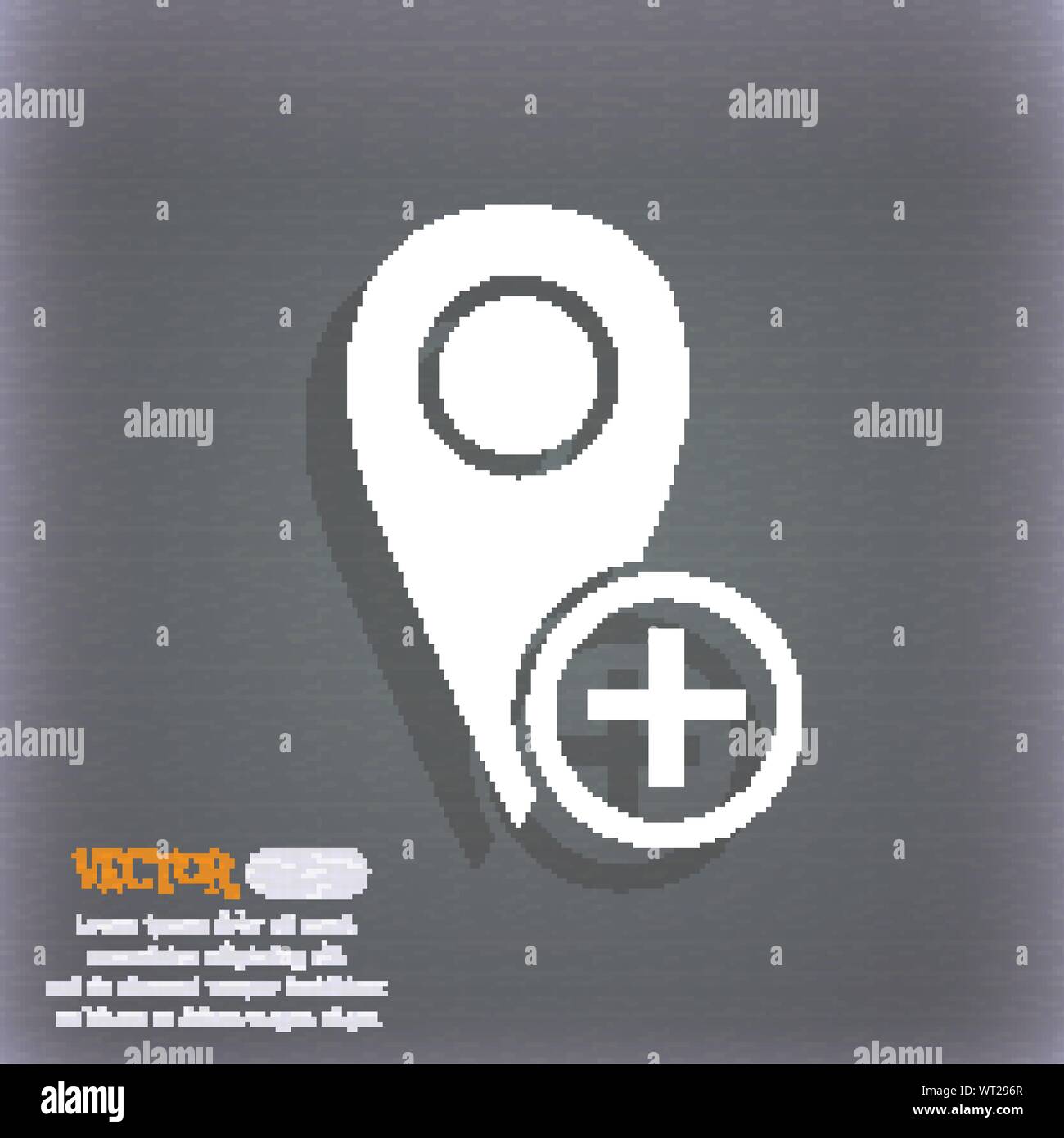Map pointer icon sign. On the blue-green abstract background with ...