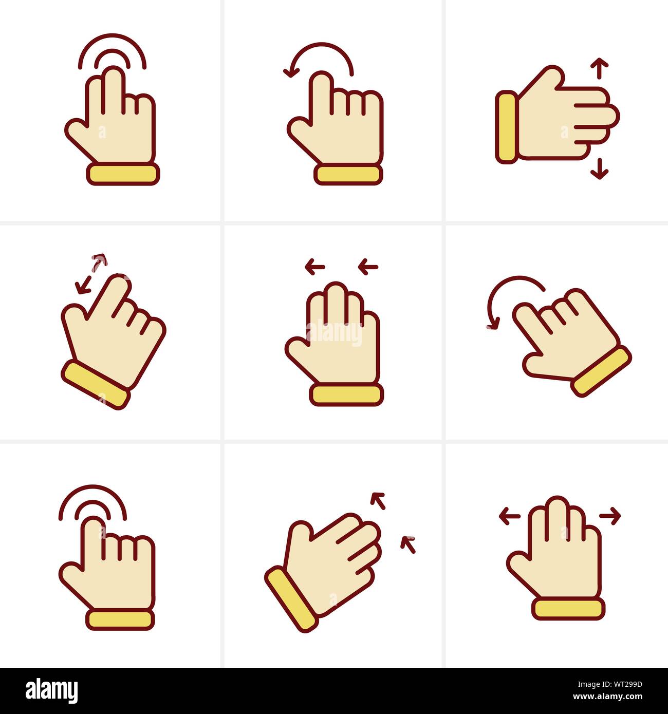 Icons Style Basic human gestures using modern digital devices Ic Stock ...