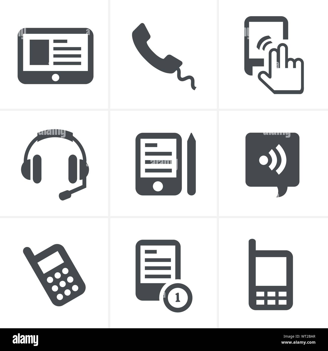 vector black phone icons set on gray Stock Vector Image & Art - Alamy