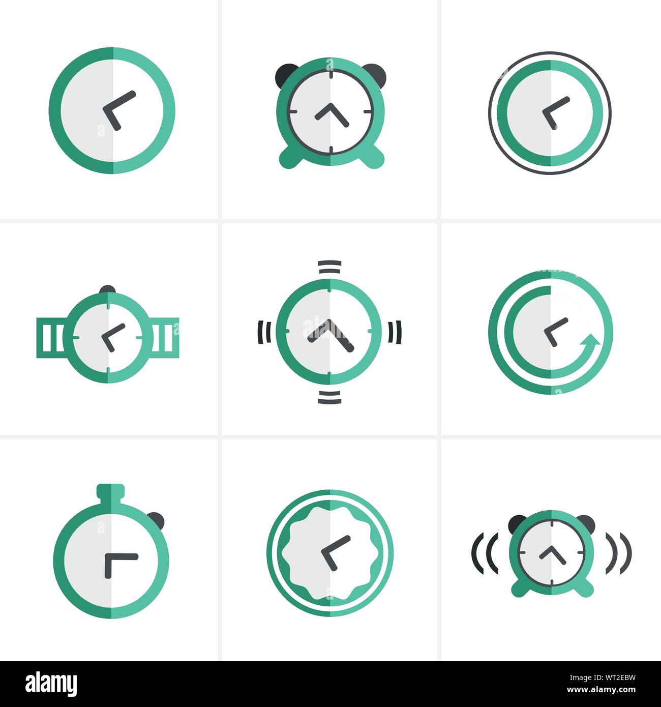 Flat icon Time Clock Icons Set, Vector Design Stock Vector Image & Art ...