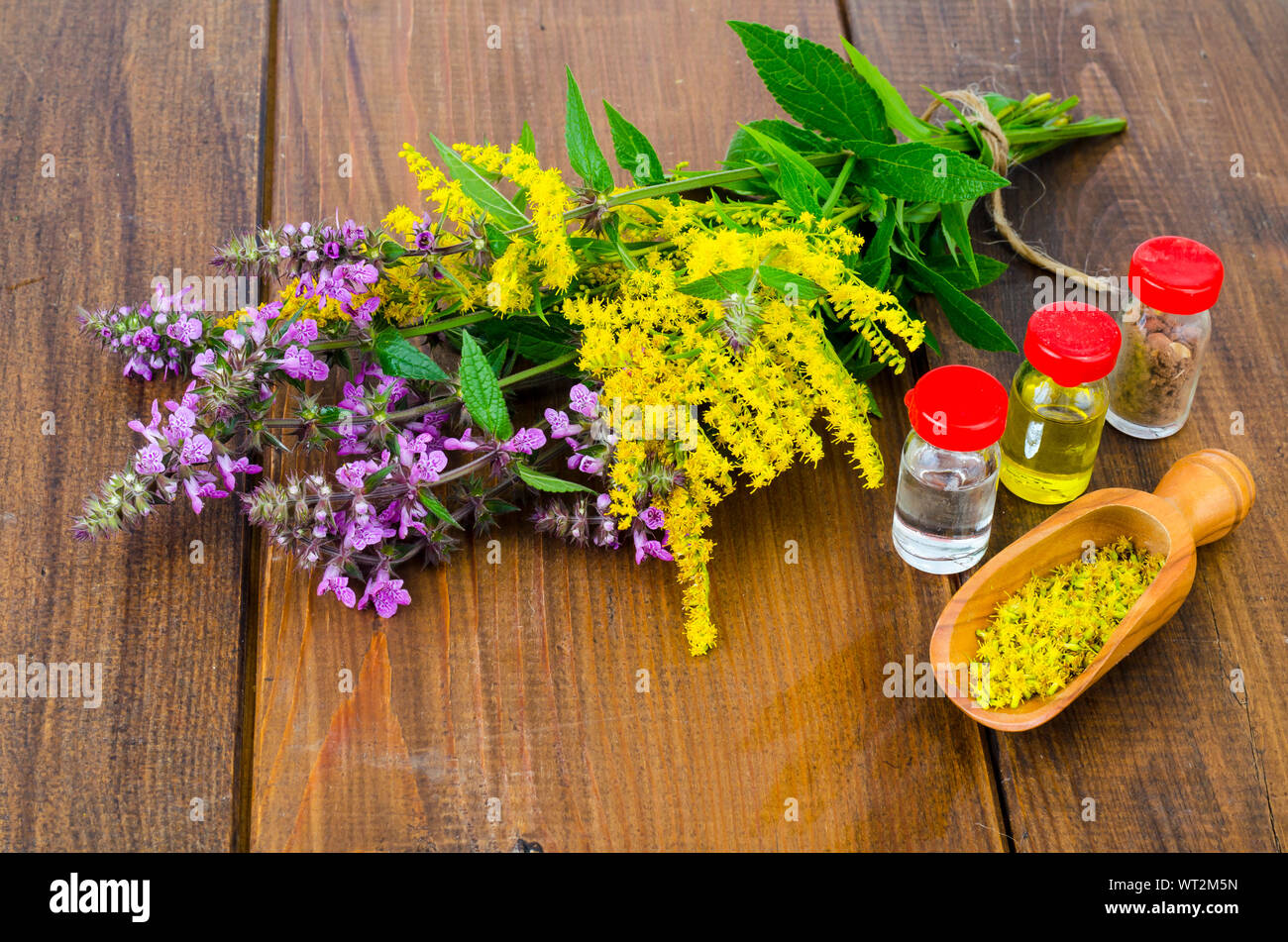 Pharmaceutical tincture, extract of wild herbs, medicinal flowers in