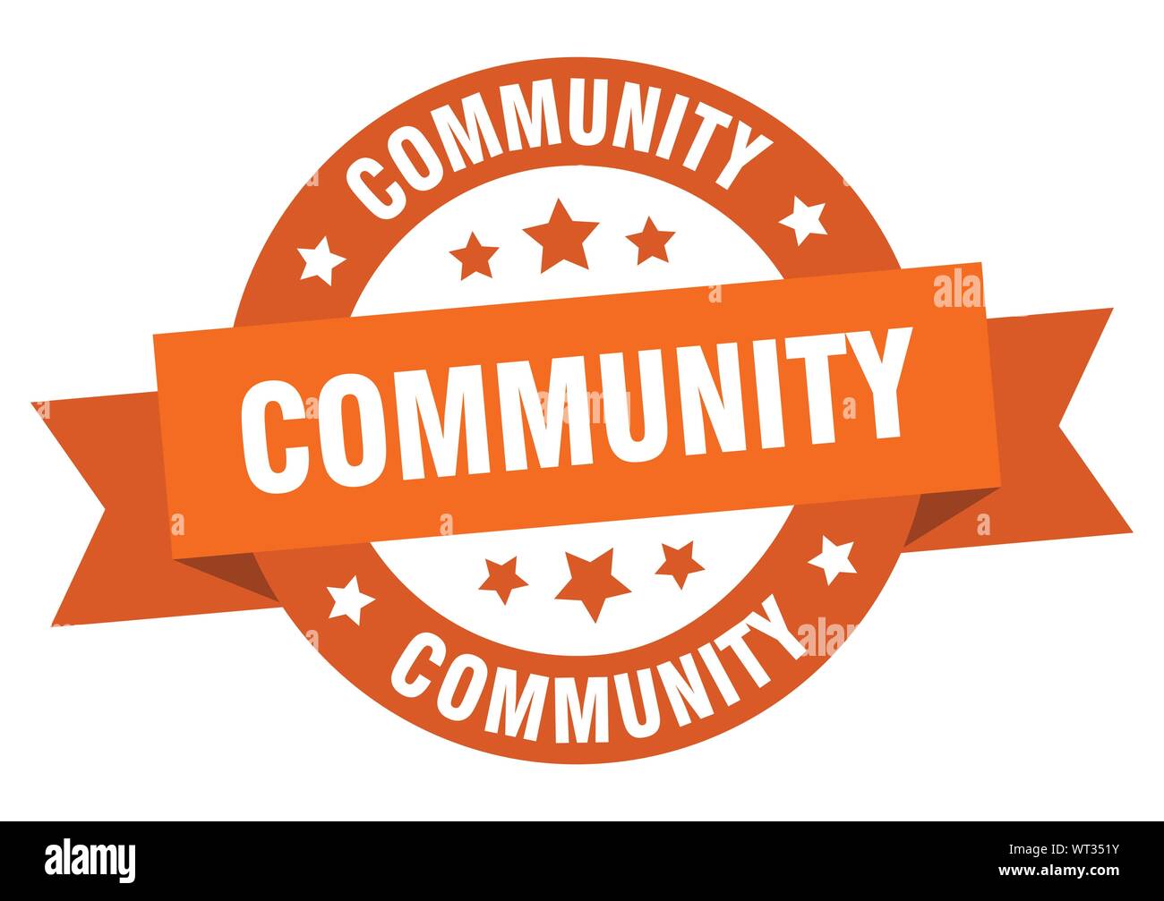 community ribbon. community round orange sign. community Stock Vector ...