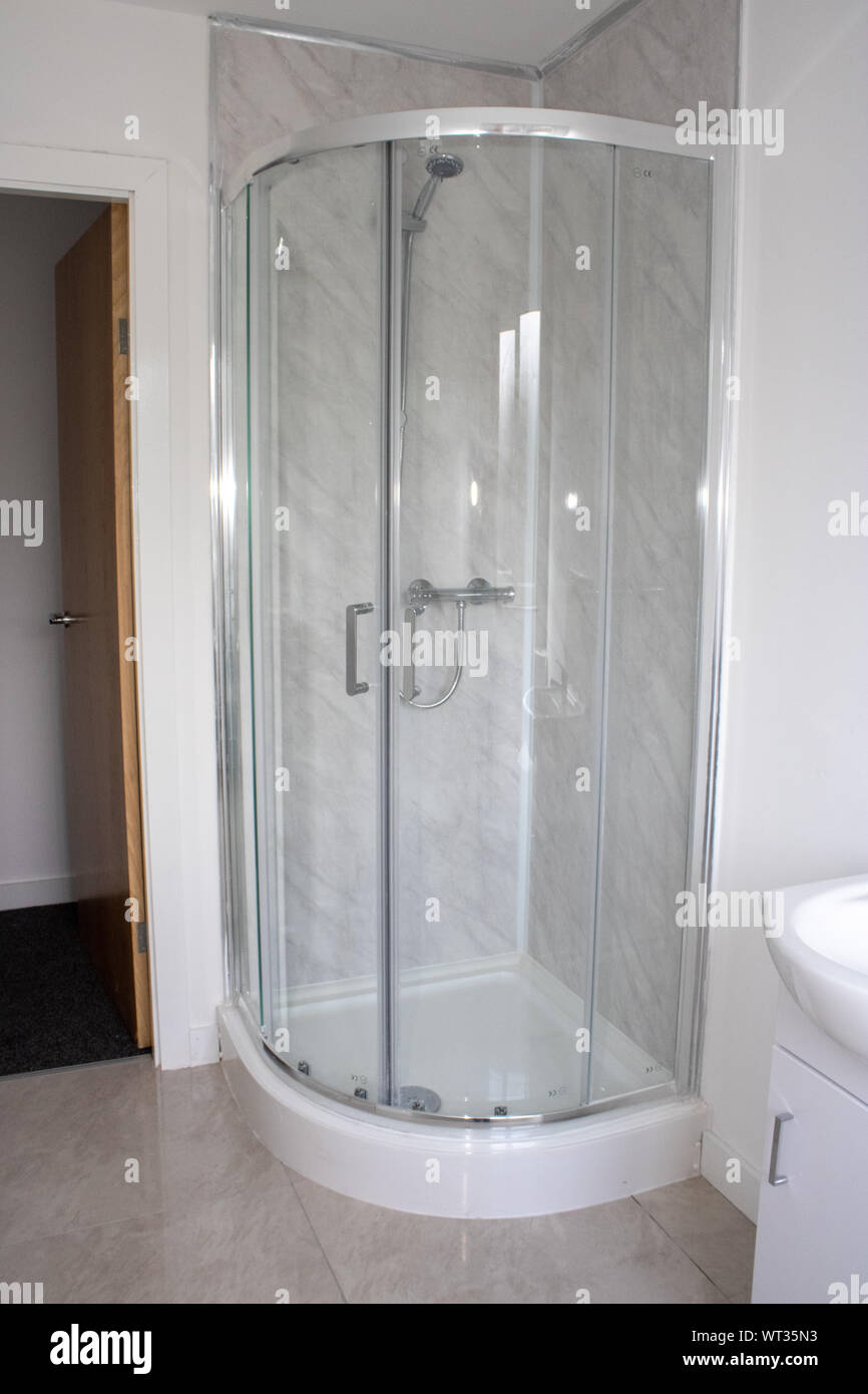 Typical shower in a British bathroom Stock Photo Alamy