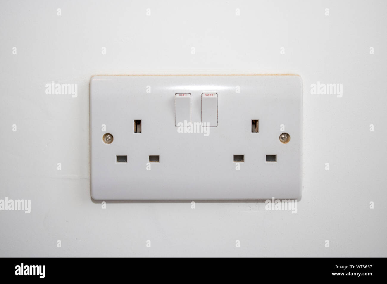 Typical UK British white power plug. sockets Stock Photo Alamy