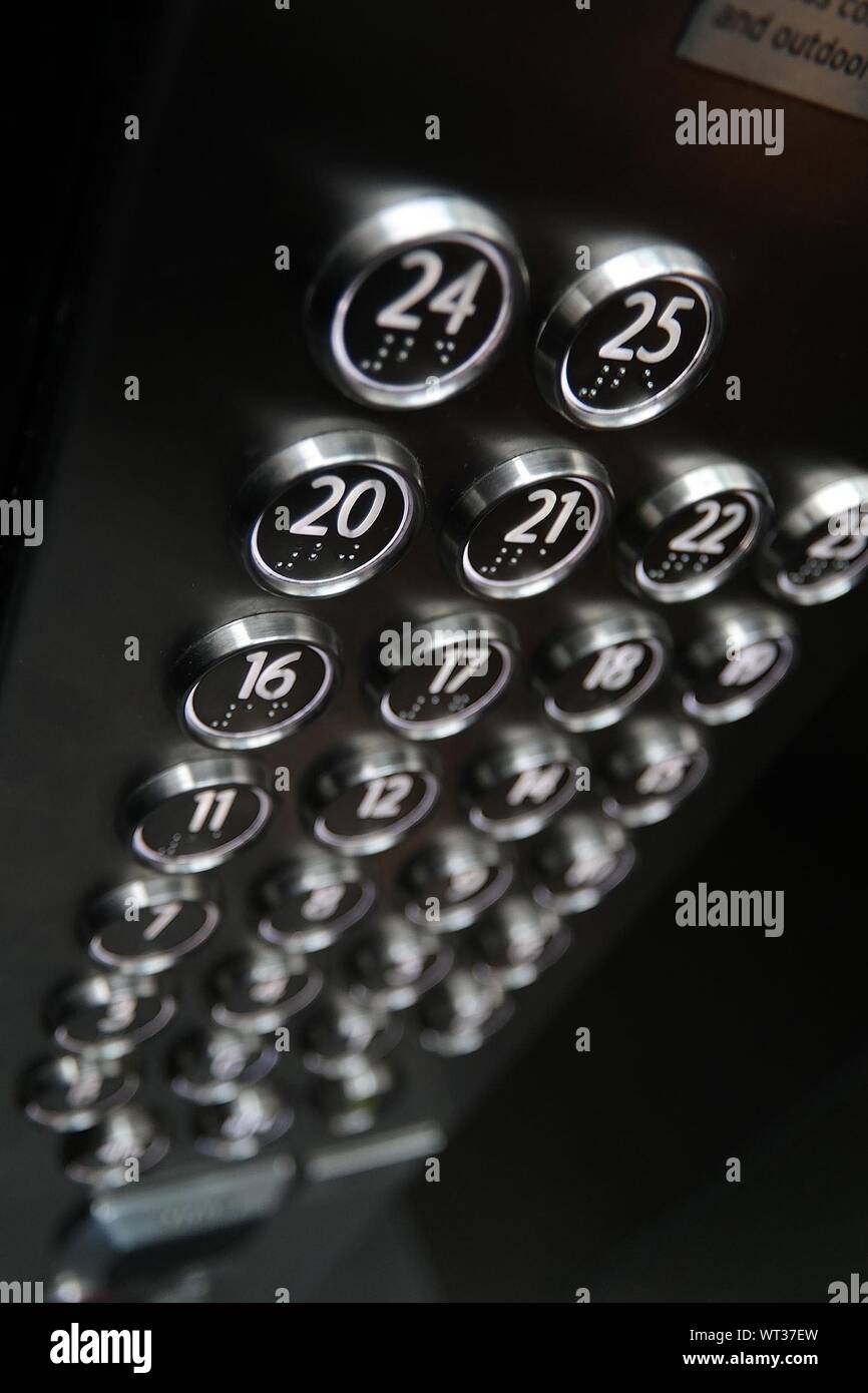Push Buttons Of An Elevator Stock Photo