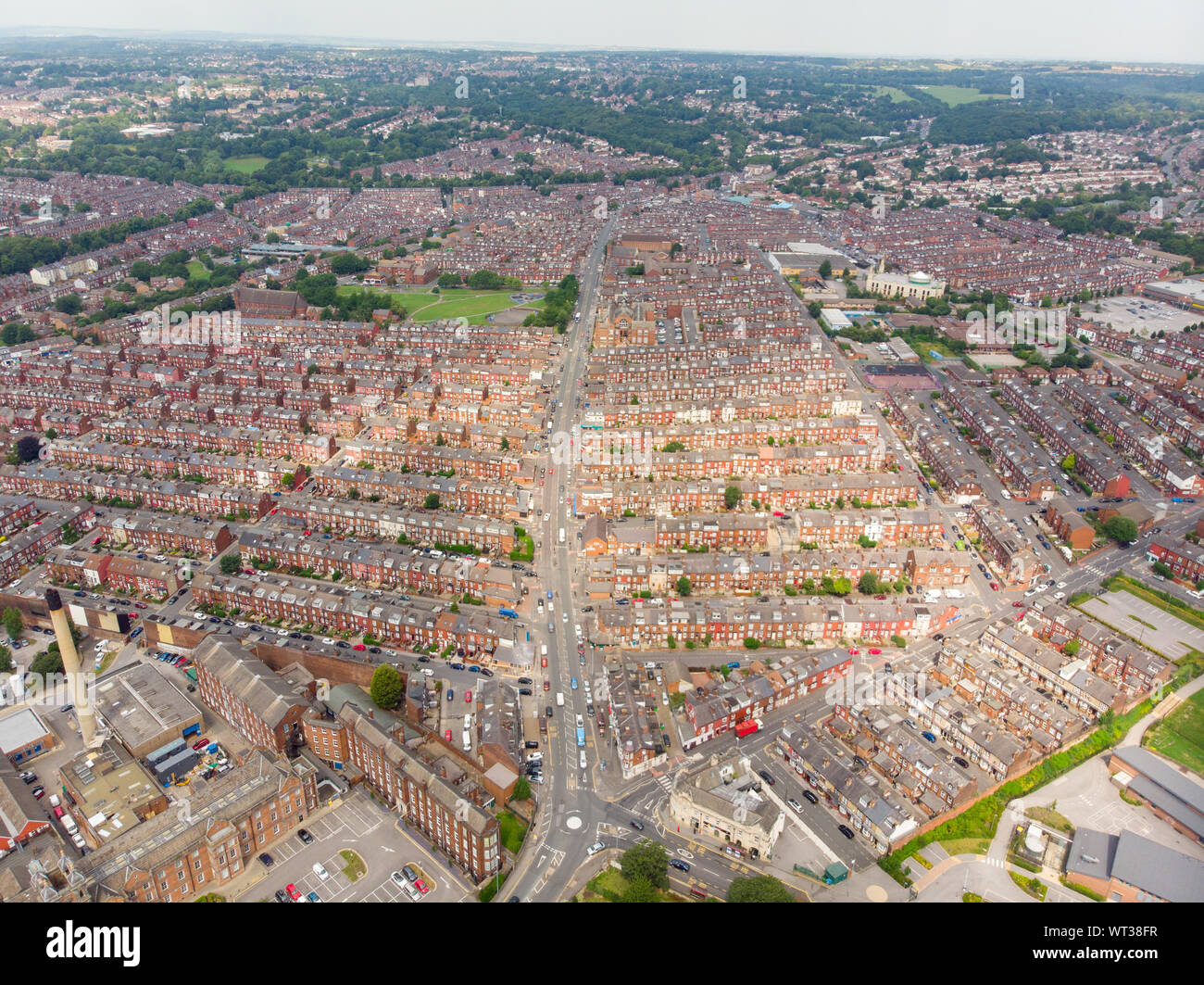 Aerial photo of the Harehills area of the Leeds City Centre in West