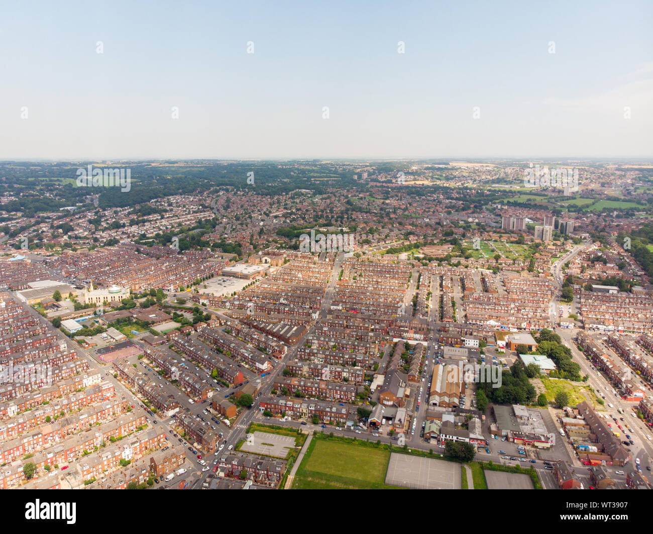 Aerial photo of the Harehills area of the Leeds City Centre in West