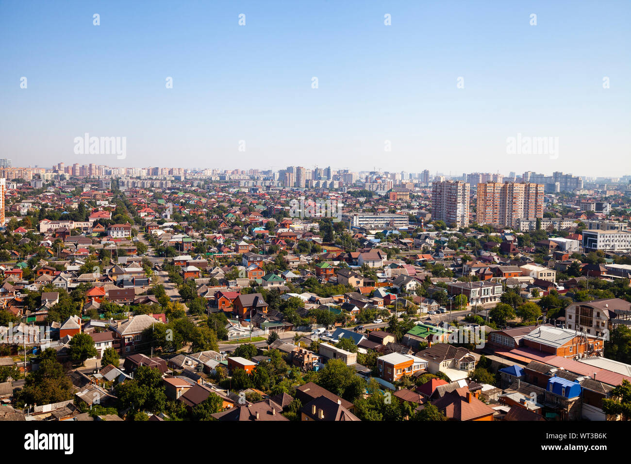 Aerial view of the city. Summer day. Residences and skyscrapers Stock ...
