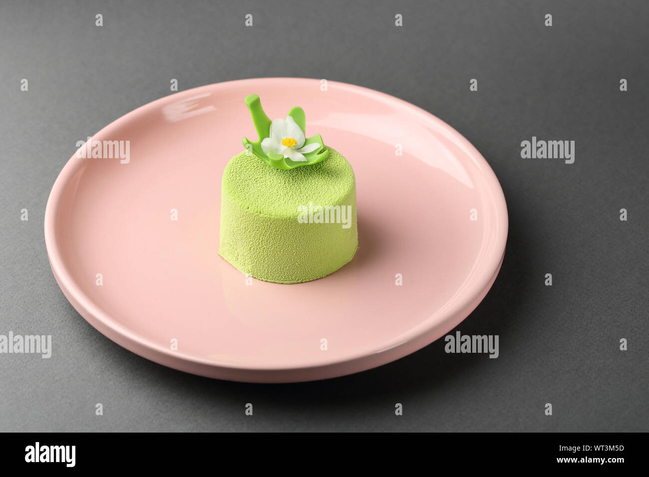 Green spring mini cake close-up, dessert Stock Photo