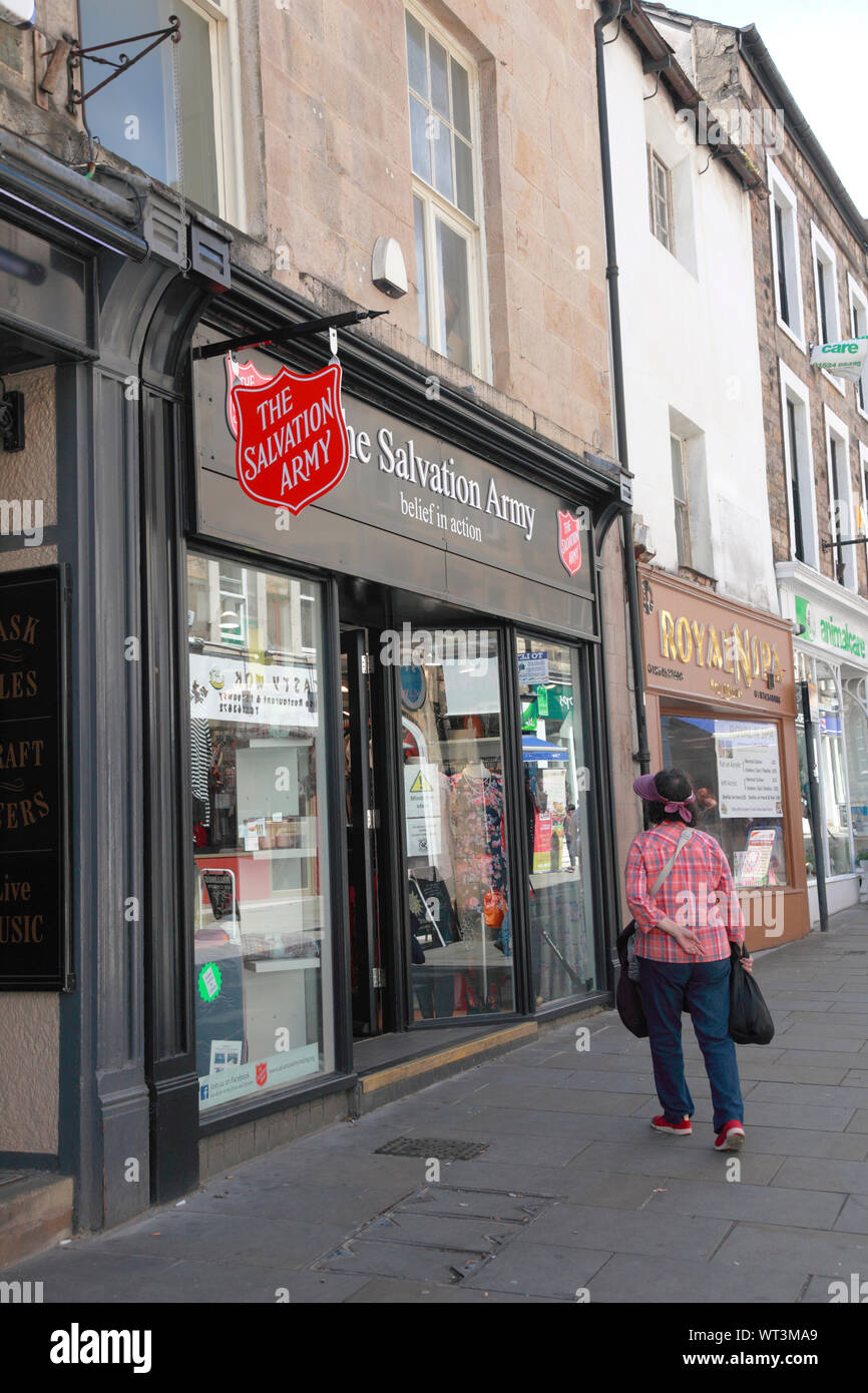 The Salvation Army charity shop in Market Street, Lancaster Stock Photo