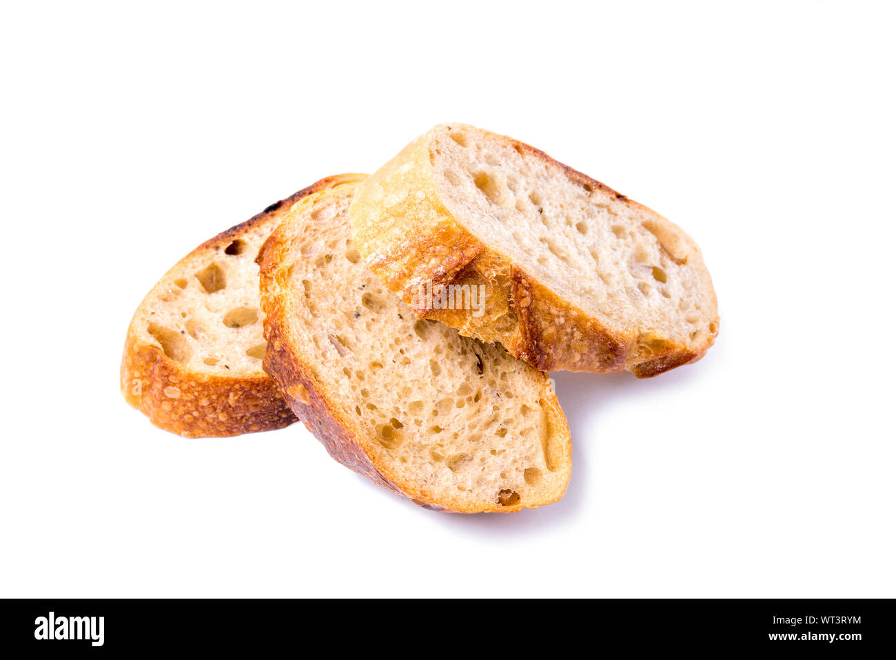 Three pieces of white bread on a white background Stock Photo - Alamy