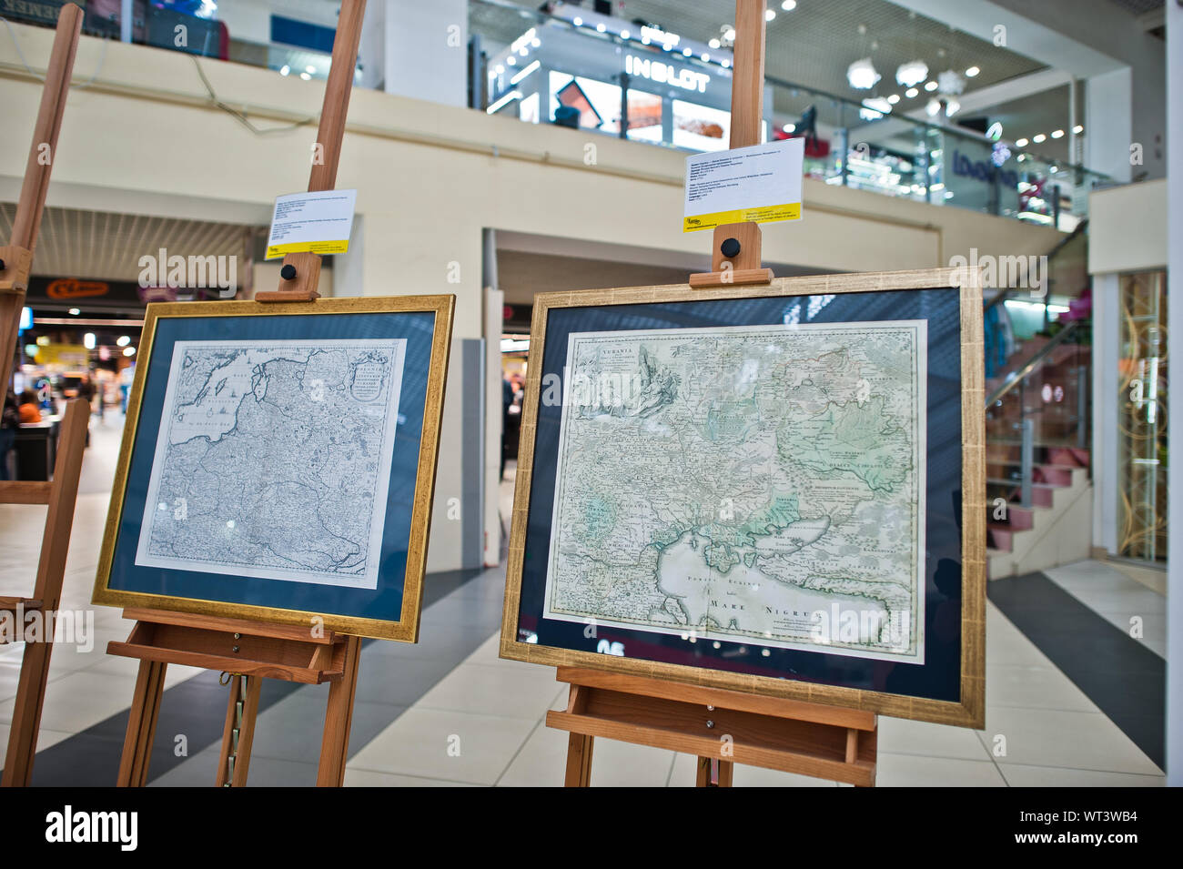 Kyiv, Ukraine - September 1, 2019: Old maps of Europe and Ukraine at 18 century. Stock Photo