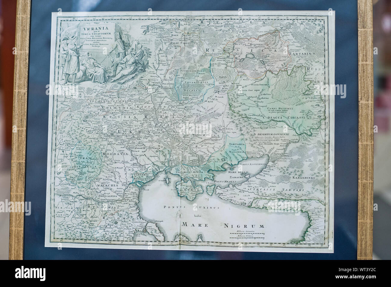 Kyiv, Ukraine - September 1, 2019: Old maps of Europe and Ukraine at 18 century. Stock Photo