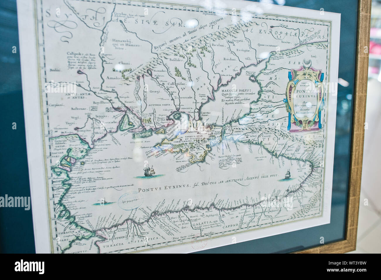 Kyiv, Ukraine - September 1, 2019: Old maps of Europe and Ukraine at 18 century. Stock Photo