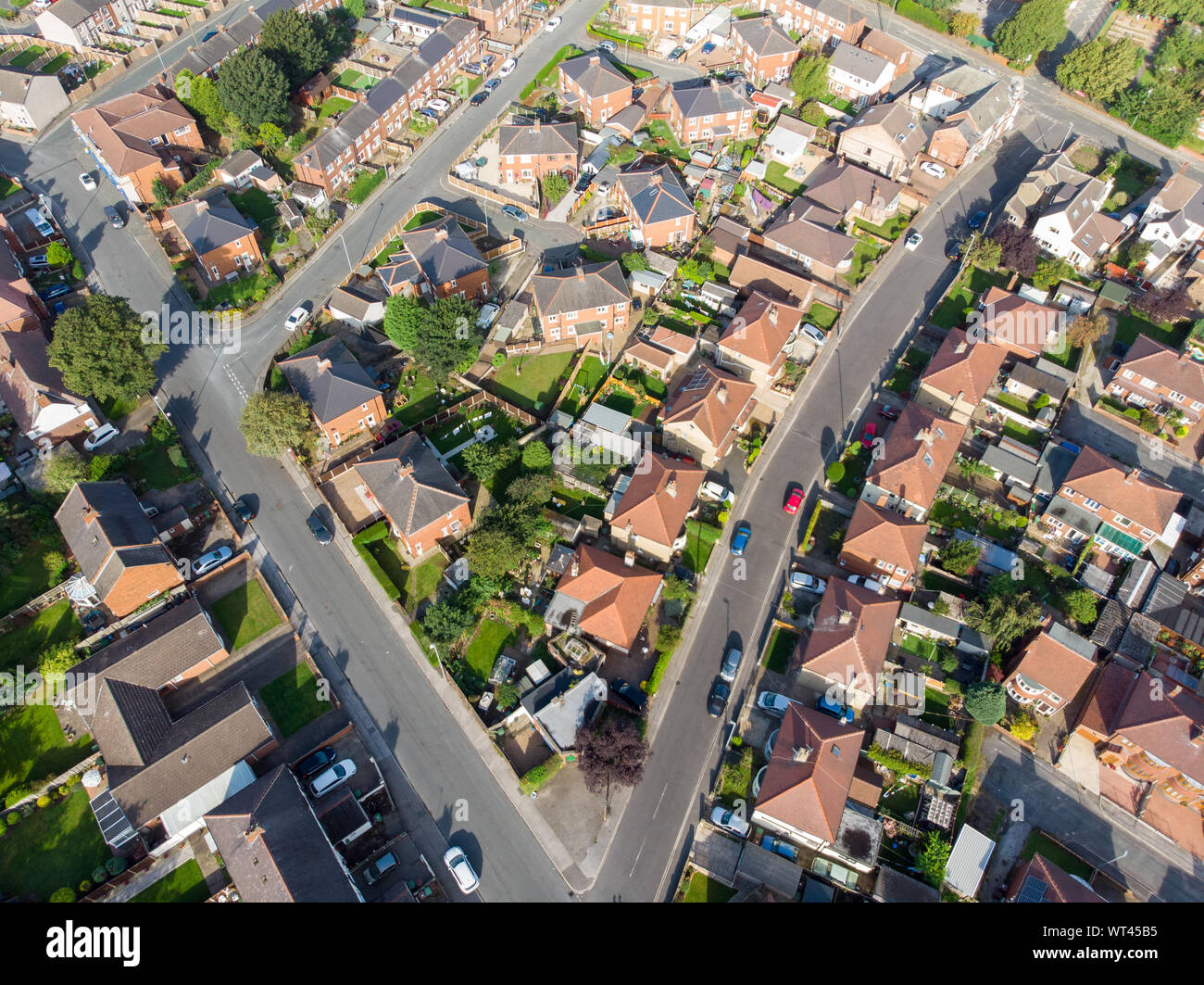 Aerial photo of the UK town known as Pontefract, located in Wakefield