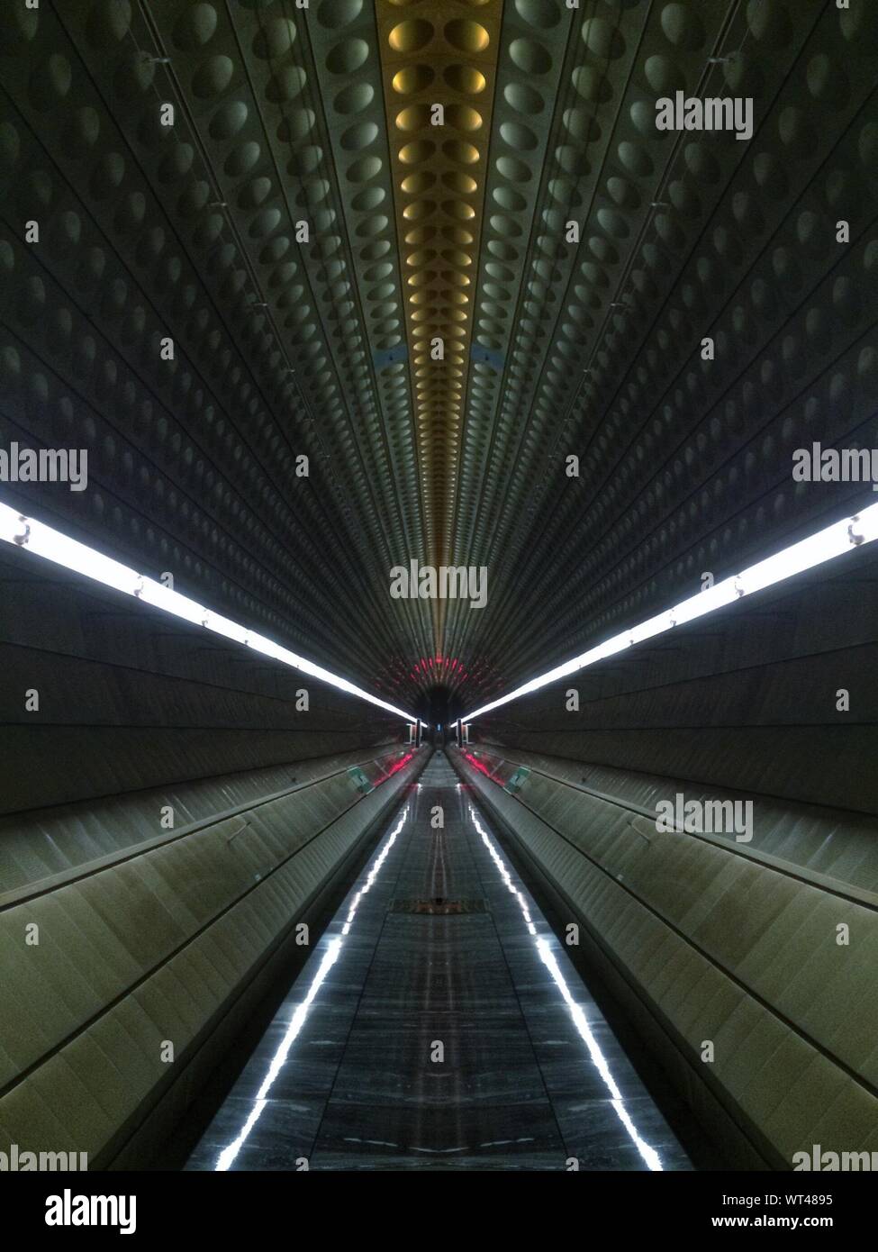 Illuminated Walkway At Night Stock Photo - Alamy