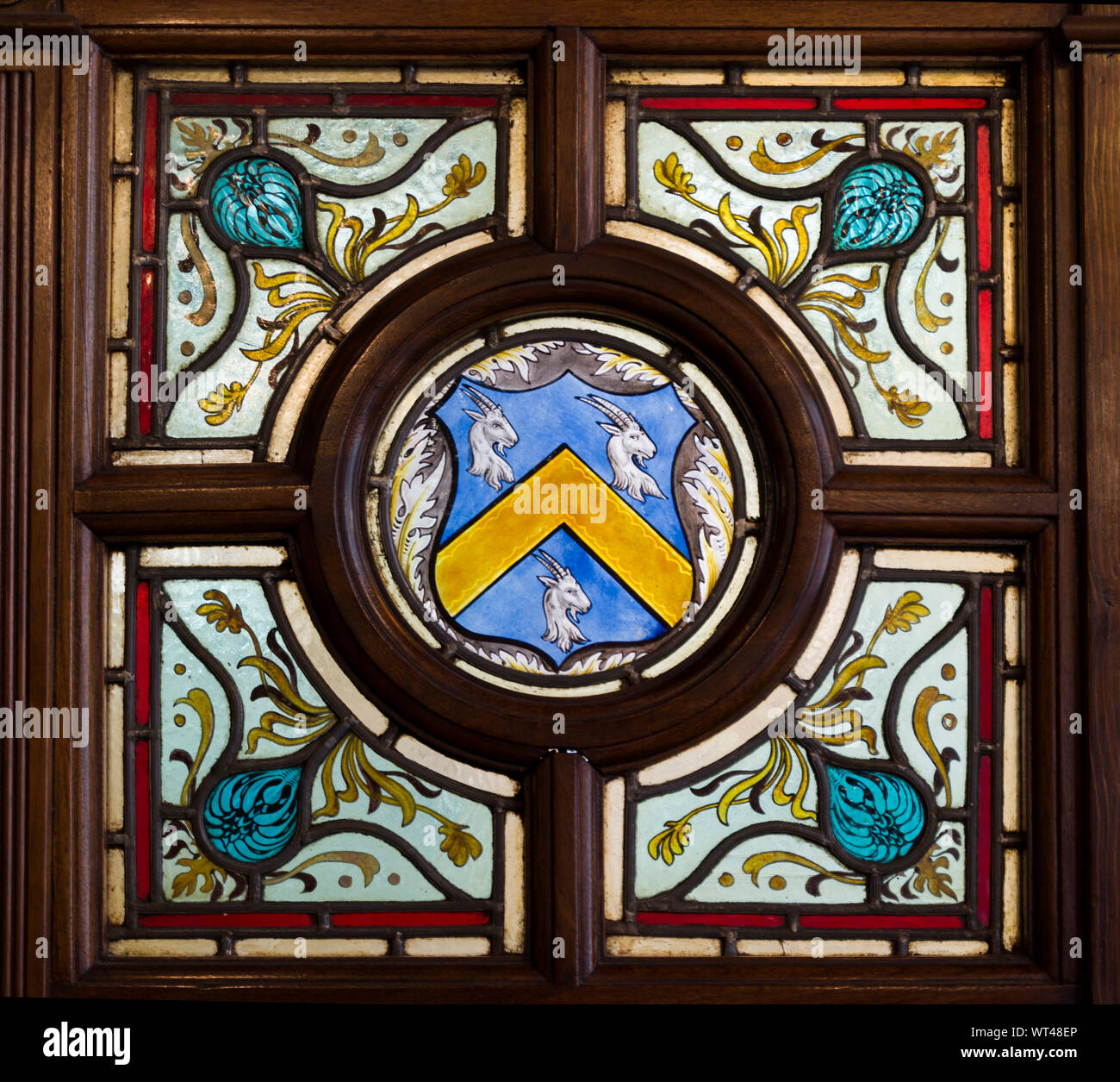 Stained glass windows at The Bridge Hotel, Newcastle, UK Stock Photo