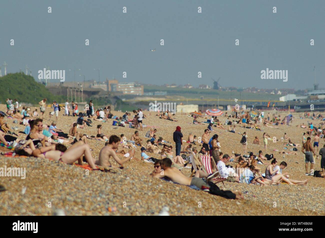 View Of Overcrowded Beach Stock Photo