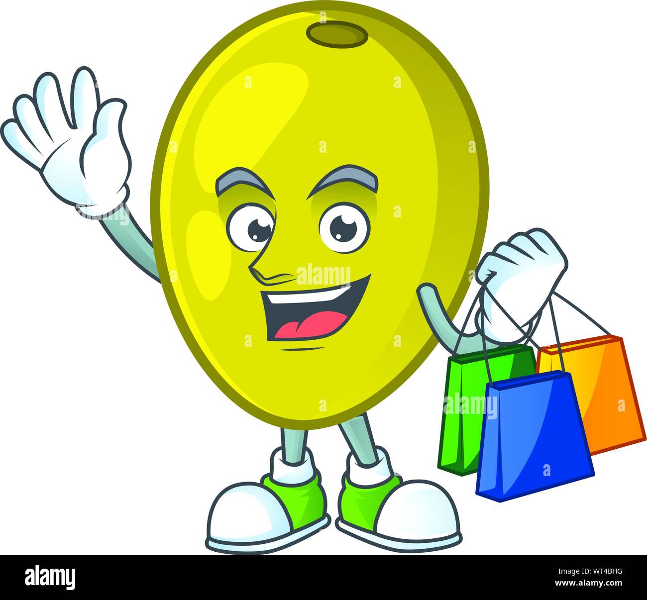 Shopping olive cartoon character on white background Stock Vector Image