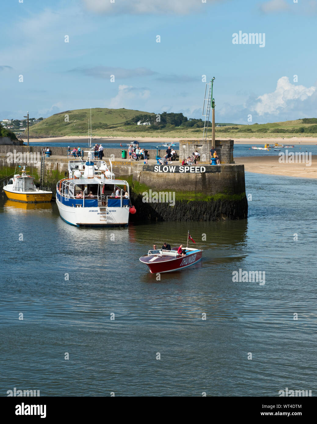Padstow harbour pier and entrance. Cornwall, England, UK Stock Photo